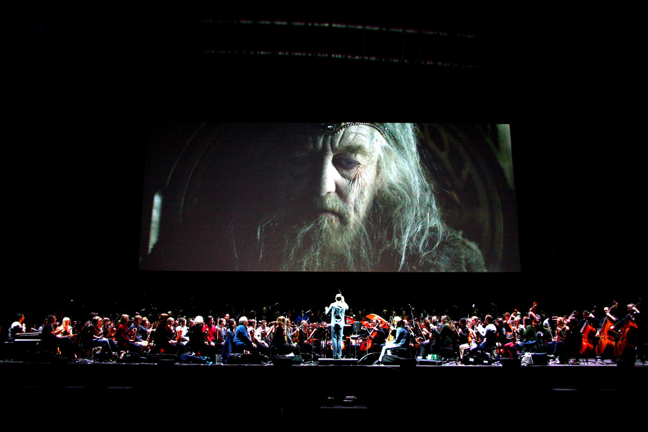 Justin Freer conducts the RTE Concert Orchestra and choir in rehearsals for The Lord Of The Rings: The Two Towers in the O2 on Sunday Oct 28th. Photo: Clive Mulvey.